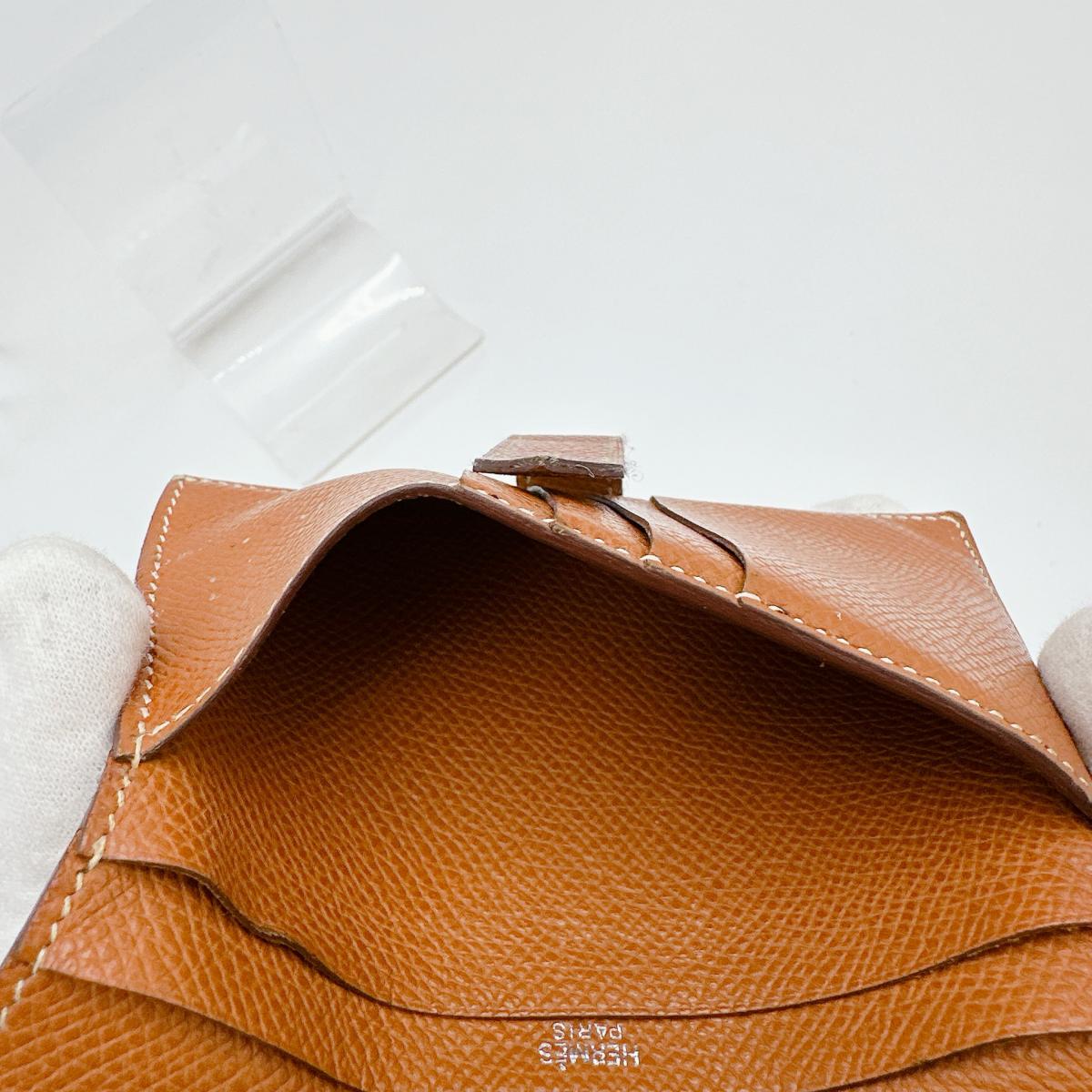 HERMES Bifold Wallet Epsom Brown SVMetal BEAN Compact