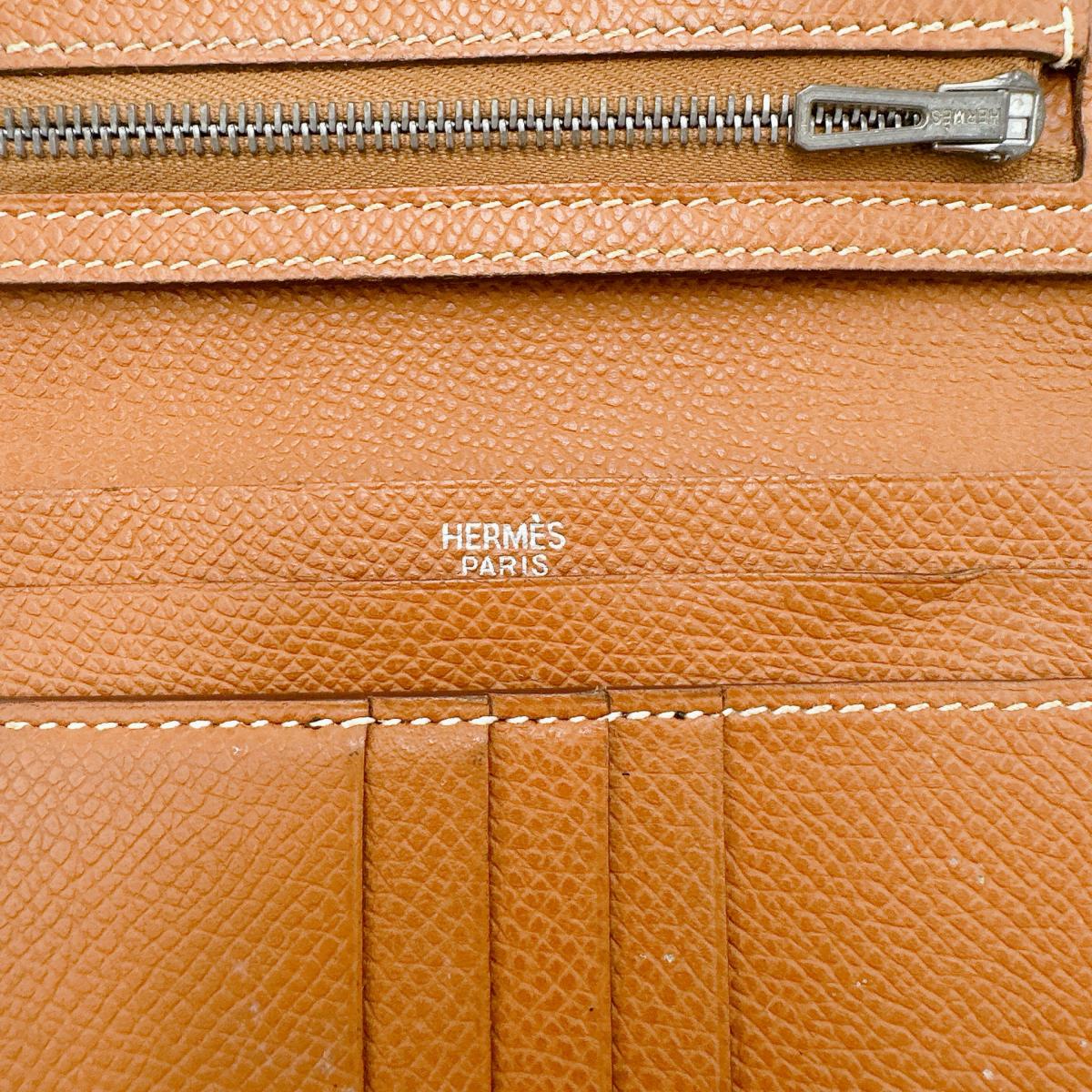 HERMES Bifold Wallet Epsom Brown SVMetal BEAN Compact