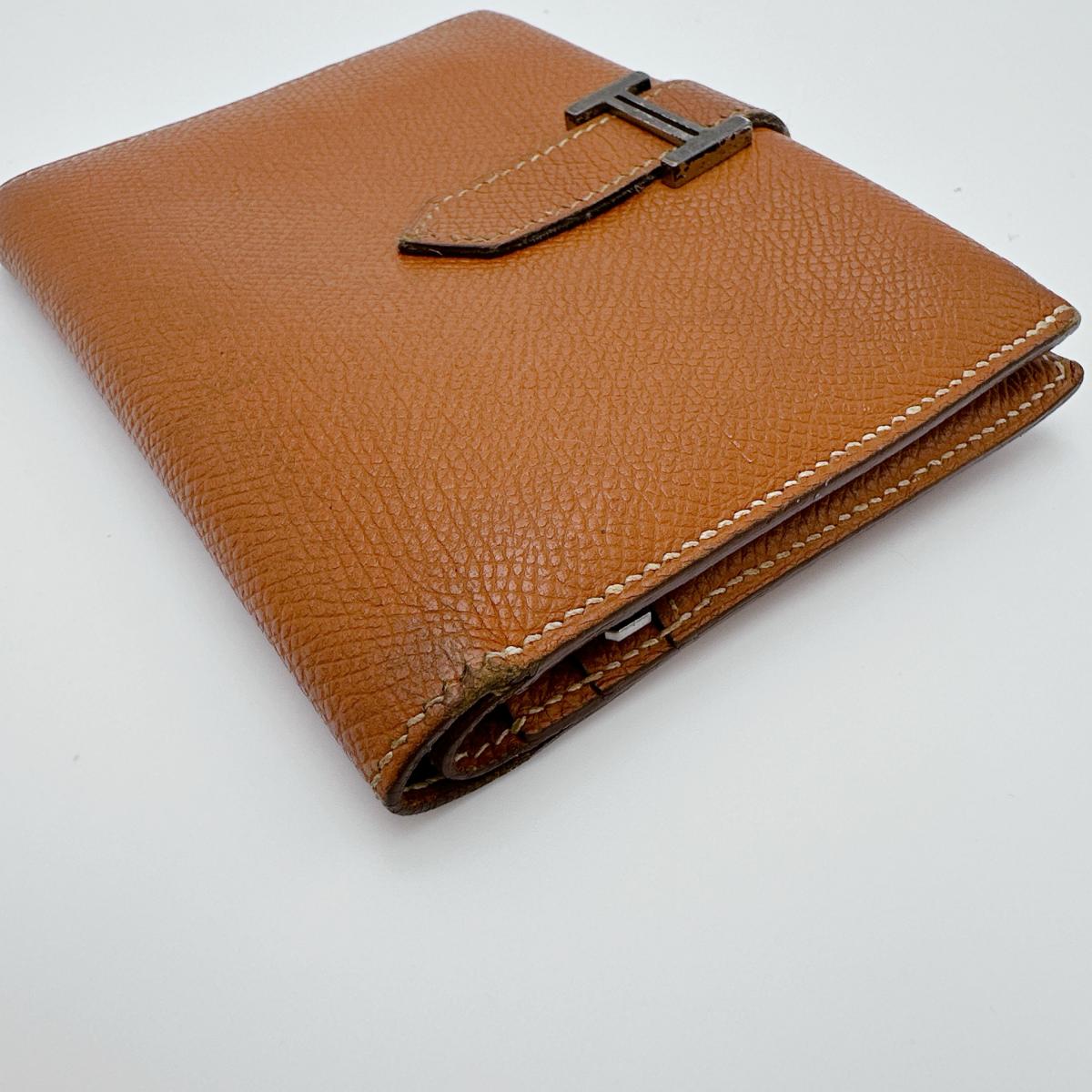 HERMES Bifold Wallet Epsom Brown SVMetal BEAN Compact