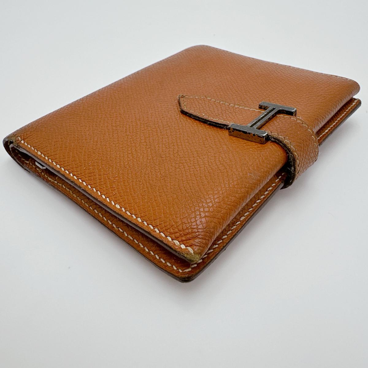 HERMES Bifold Wallet Epsom Brown SVMetal BEAN Compact