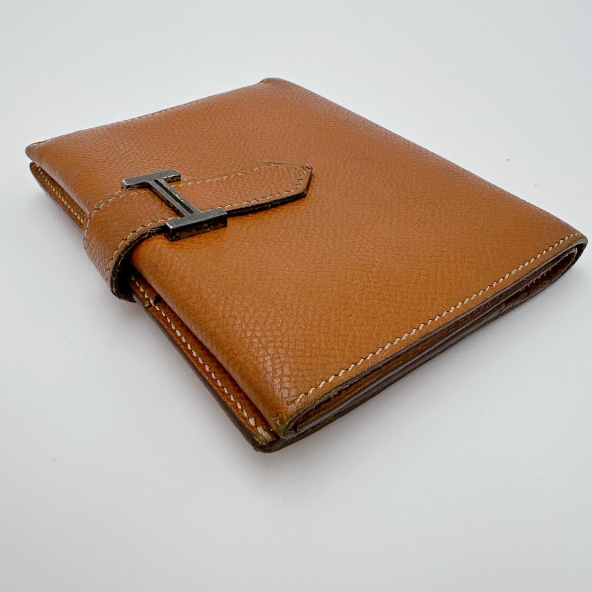 HERMES Bifold Wallet Epsom Brown SVMetal BEAN Compact