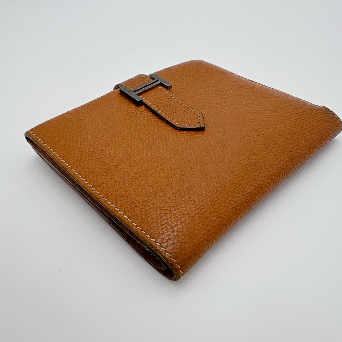 HERMES Bifold Wallet Epsom Brown SVMetal BEAN Compact