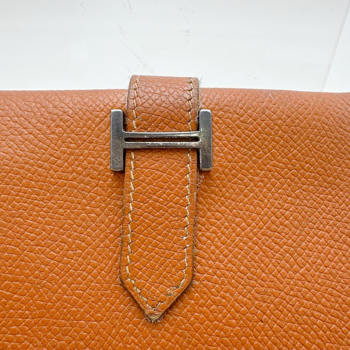 HERMES Bifold Wallet Epsom Brown SVMetal BEAN Compact