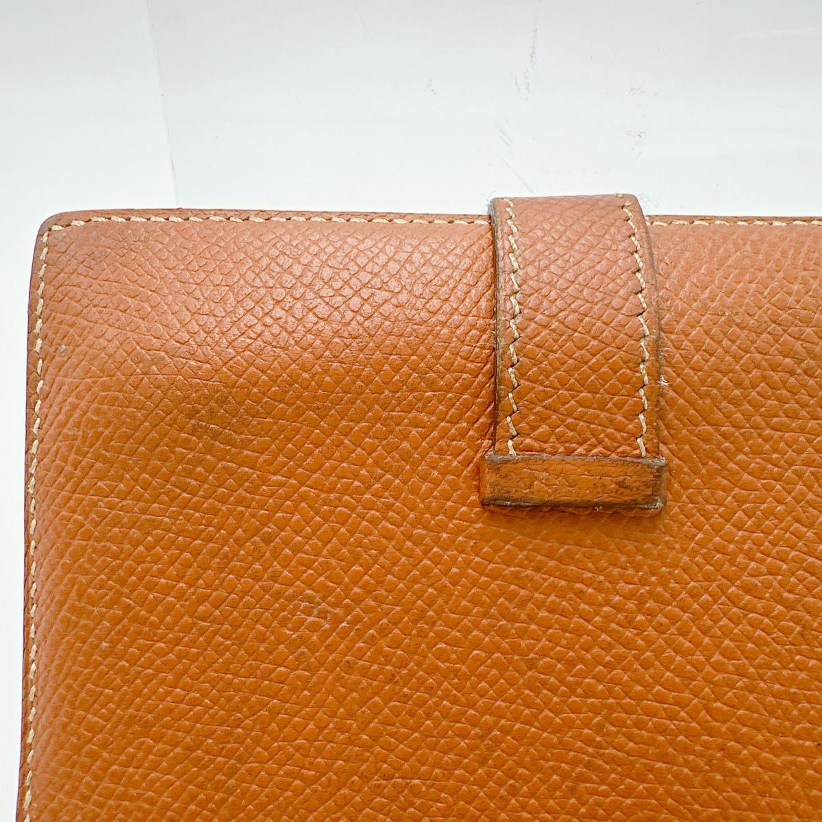 HERMES Bifold Wallet Epsom Brown SVMetal BEAN Compact
