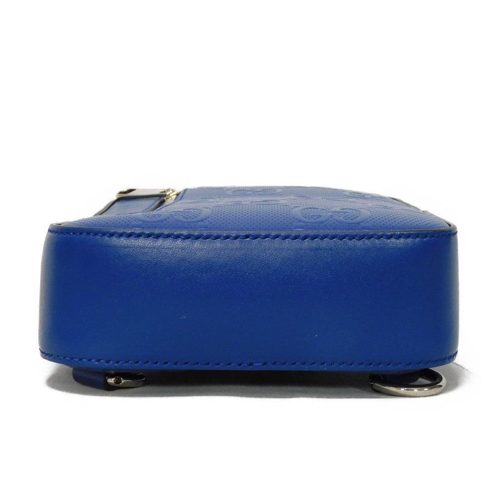 GUCCI Sling bag 700431 1W3CN 4122 Glove leather blue GG embossed belt bag