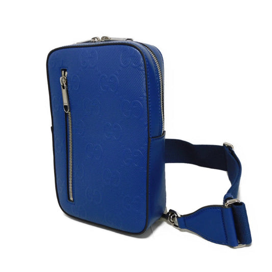 GUCCI Sling bag 700431 1W3CN 4122 Glove leather blue GG embossed belt bag