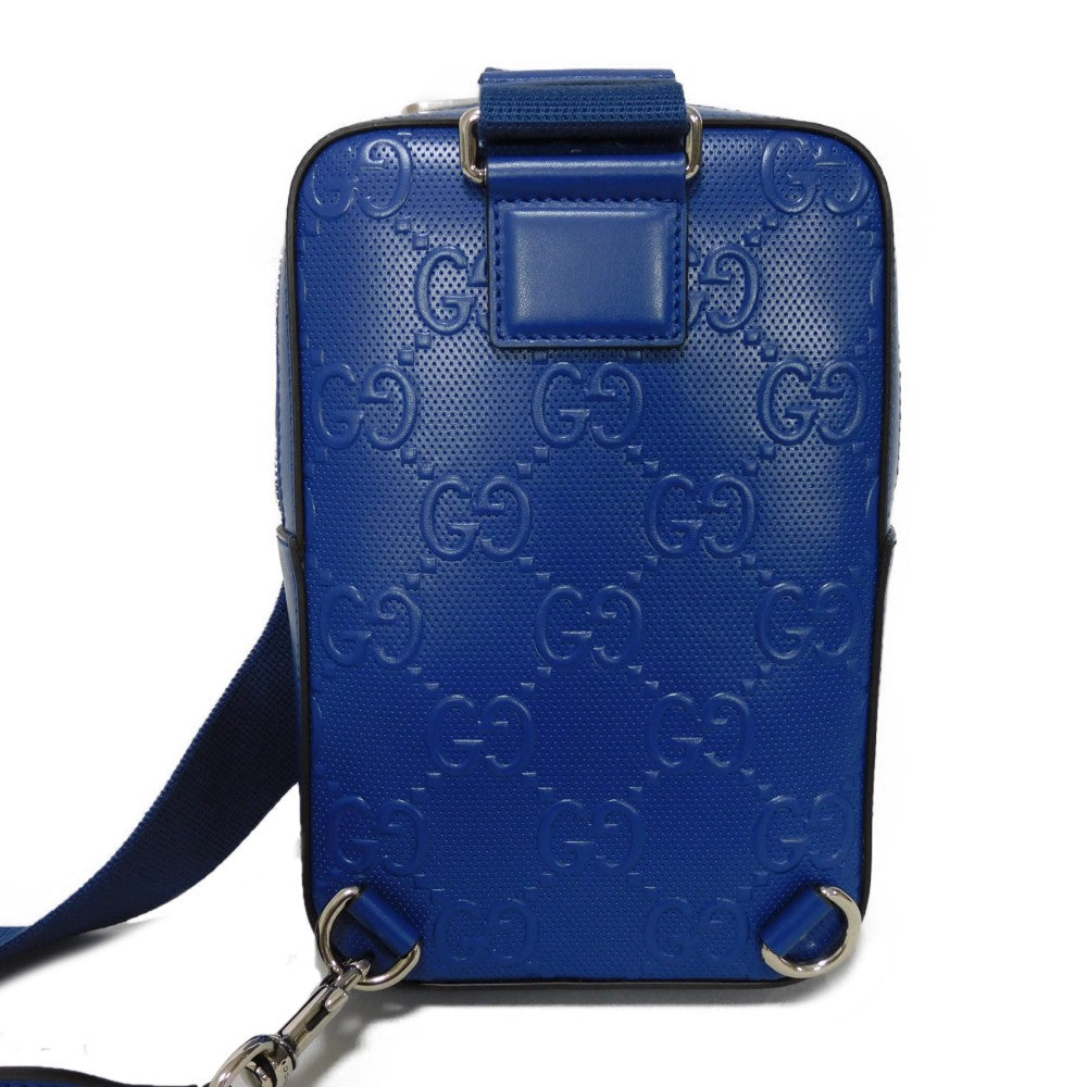 GUCCI Sling bag 700431 1W3CN 4122 Glove leather blue GG embossed belt bag