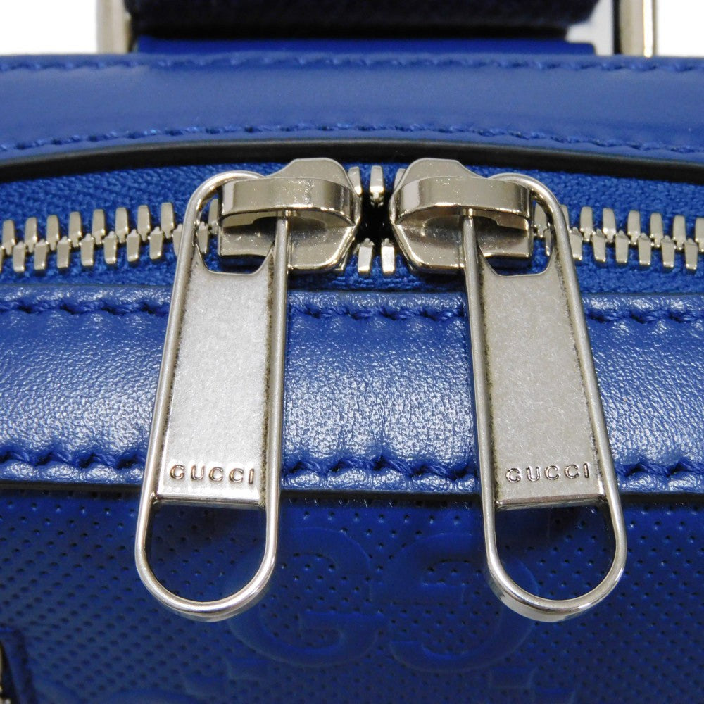GUCCI Sling bag 700431 1W3CN 4122 Glove leather blue GG embossed belt bag