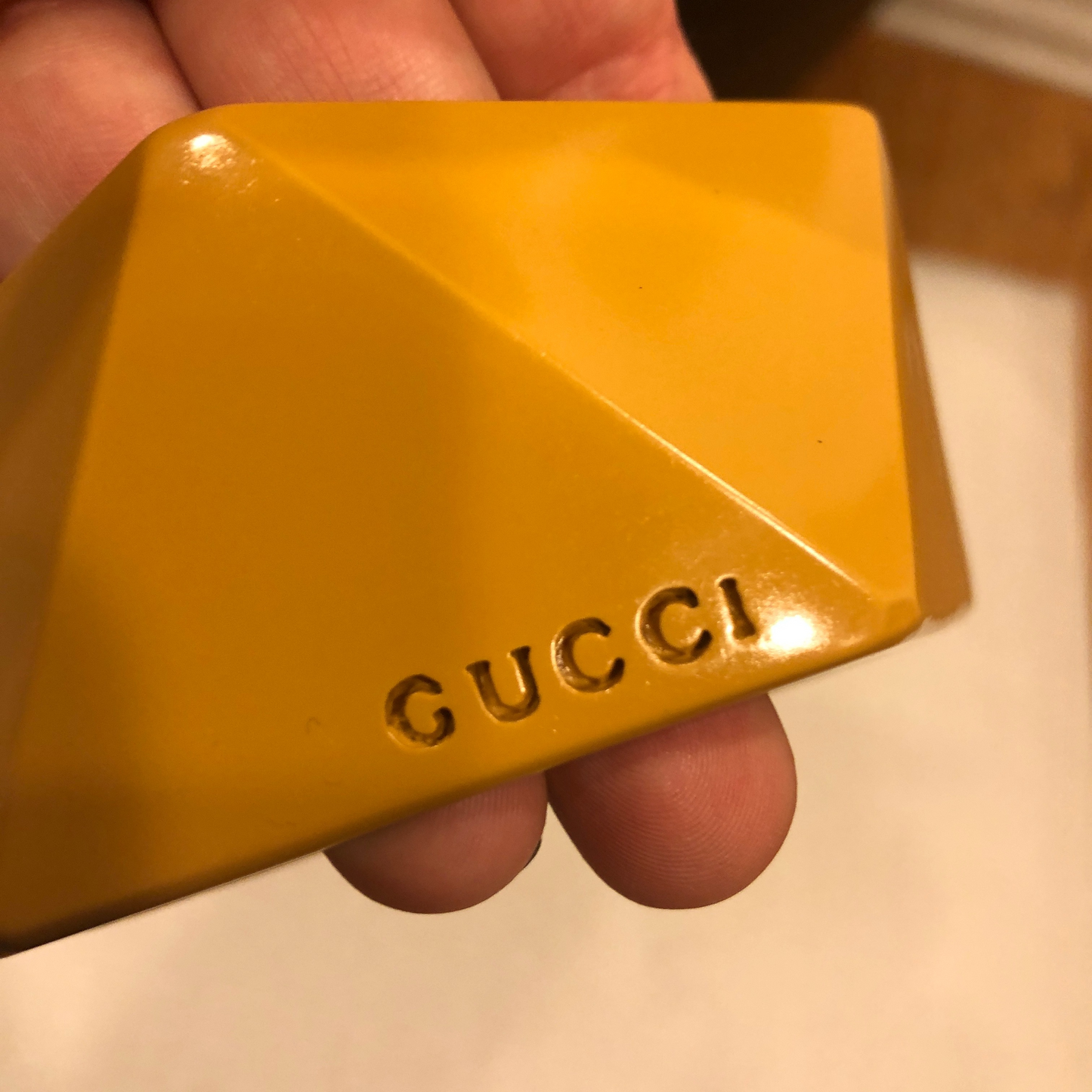 Gucci Hexagon Resin Bracelet In Yellow
