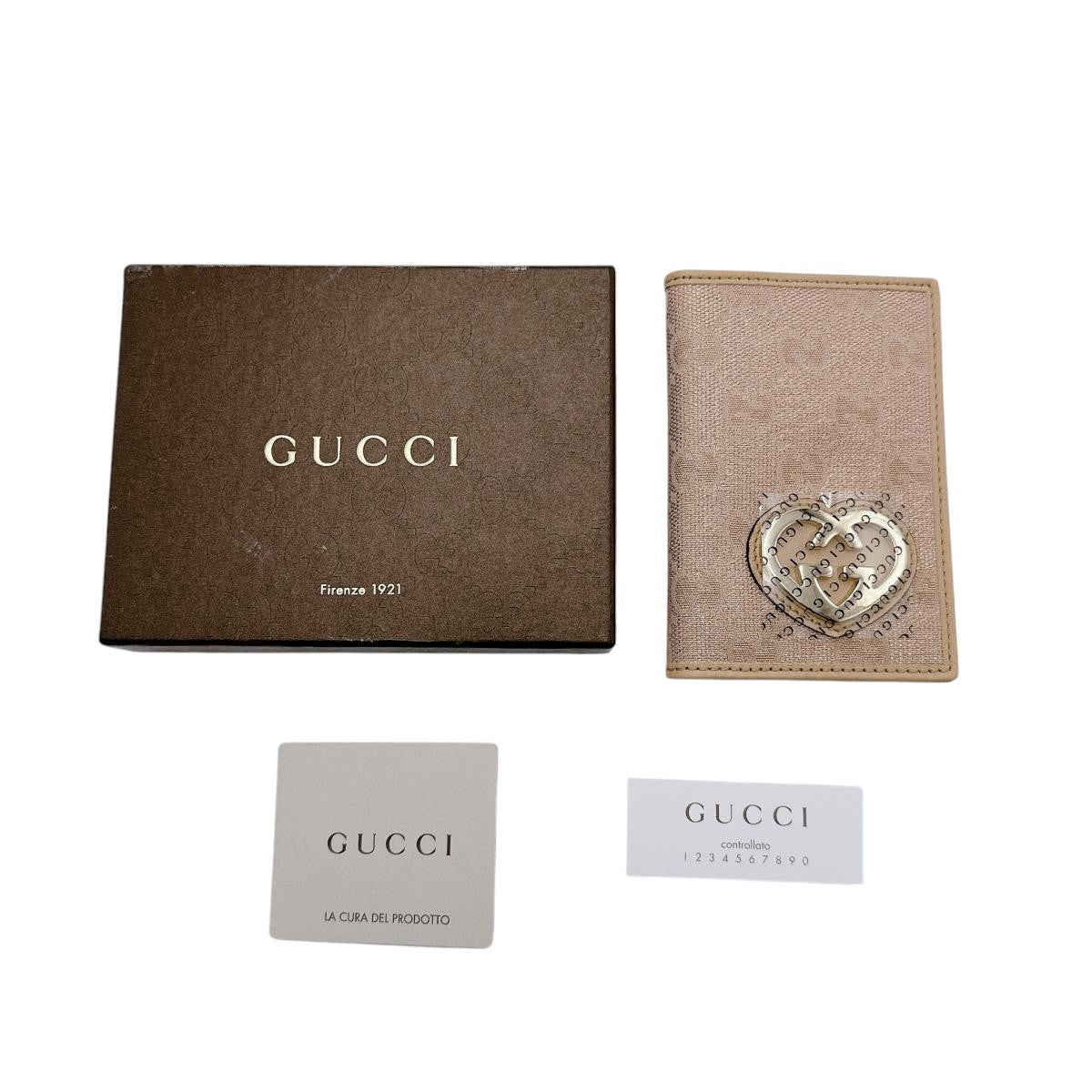 GUCCI name card holder 251848 canvas beige WG Canvas