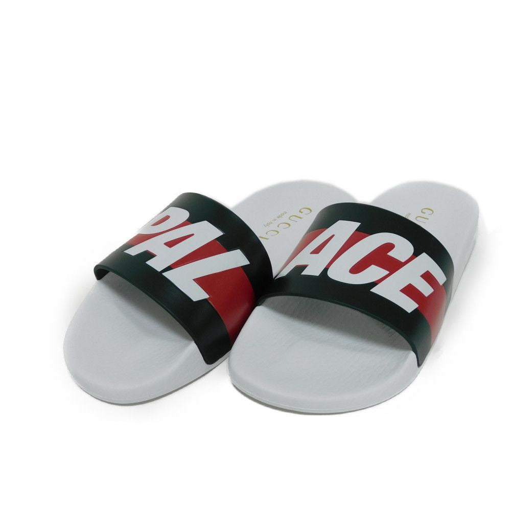 GUCCI Sandals 723349 9AAAF 8818 rubber white 7 Green Red Unused 10.2" PALAC Palace logo web slide mens 7 Used