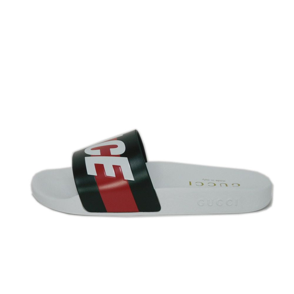 GUCCI Sandals 723349 9AAAF 8818 rubber white 7 Green Red Unused 10.2" PALAC Palace logo web slide mens 7 Used