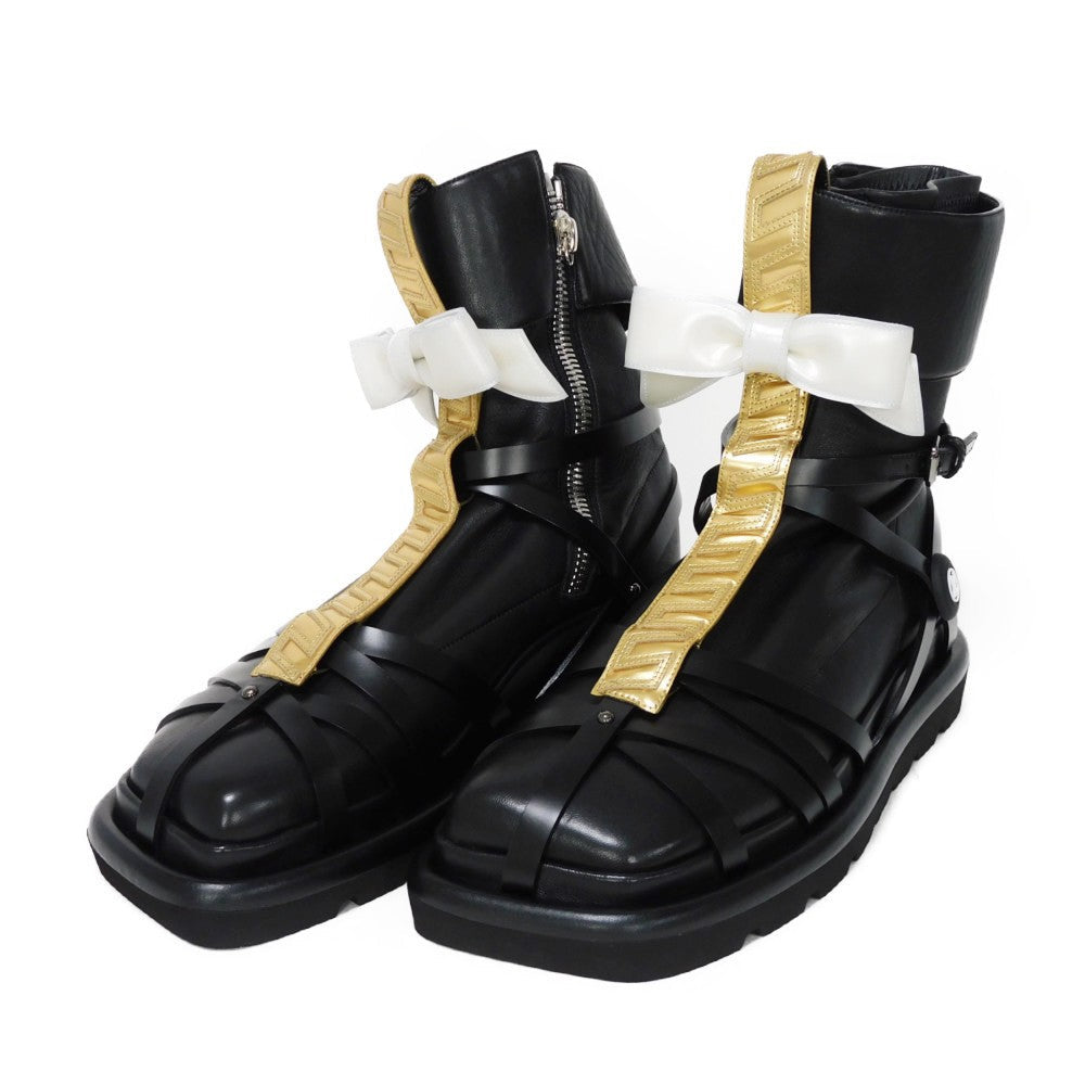 LOUIS VUITTON boots 1A9C0F Lamb leather x calf leather Noir Monogram Square Pillow Line 39