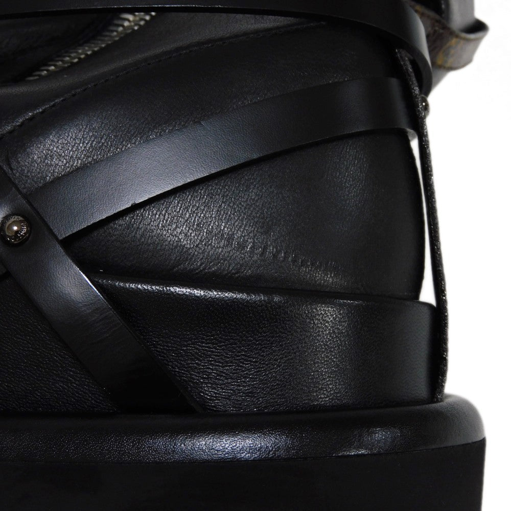 LOUIS VUITTON boots 1A9C0F Lamb leather x calf leather Noir Monogram Square Pillow Line 39