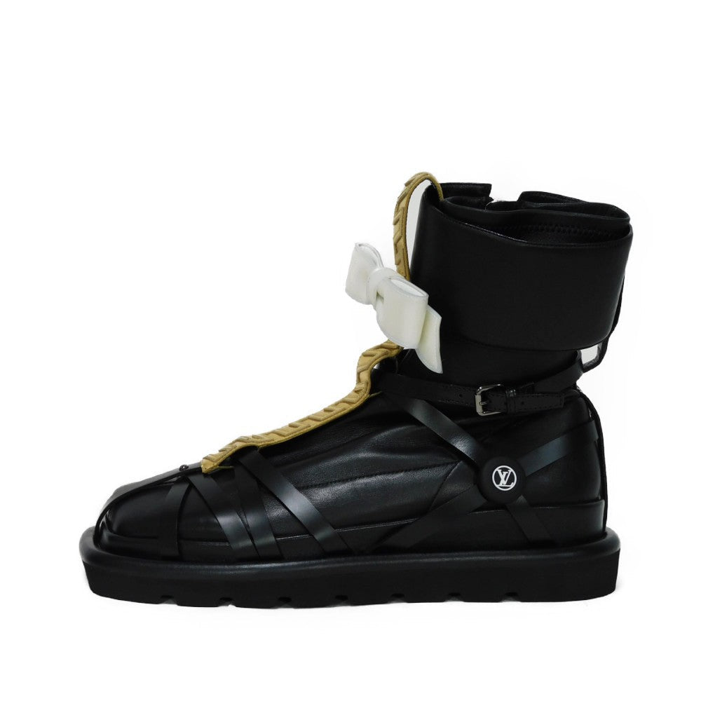 LOUIS VUITTON boots 1A9C0F Lamb leather x calf leather Noir Monogram Square Pillow Line 39
