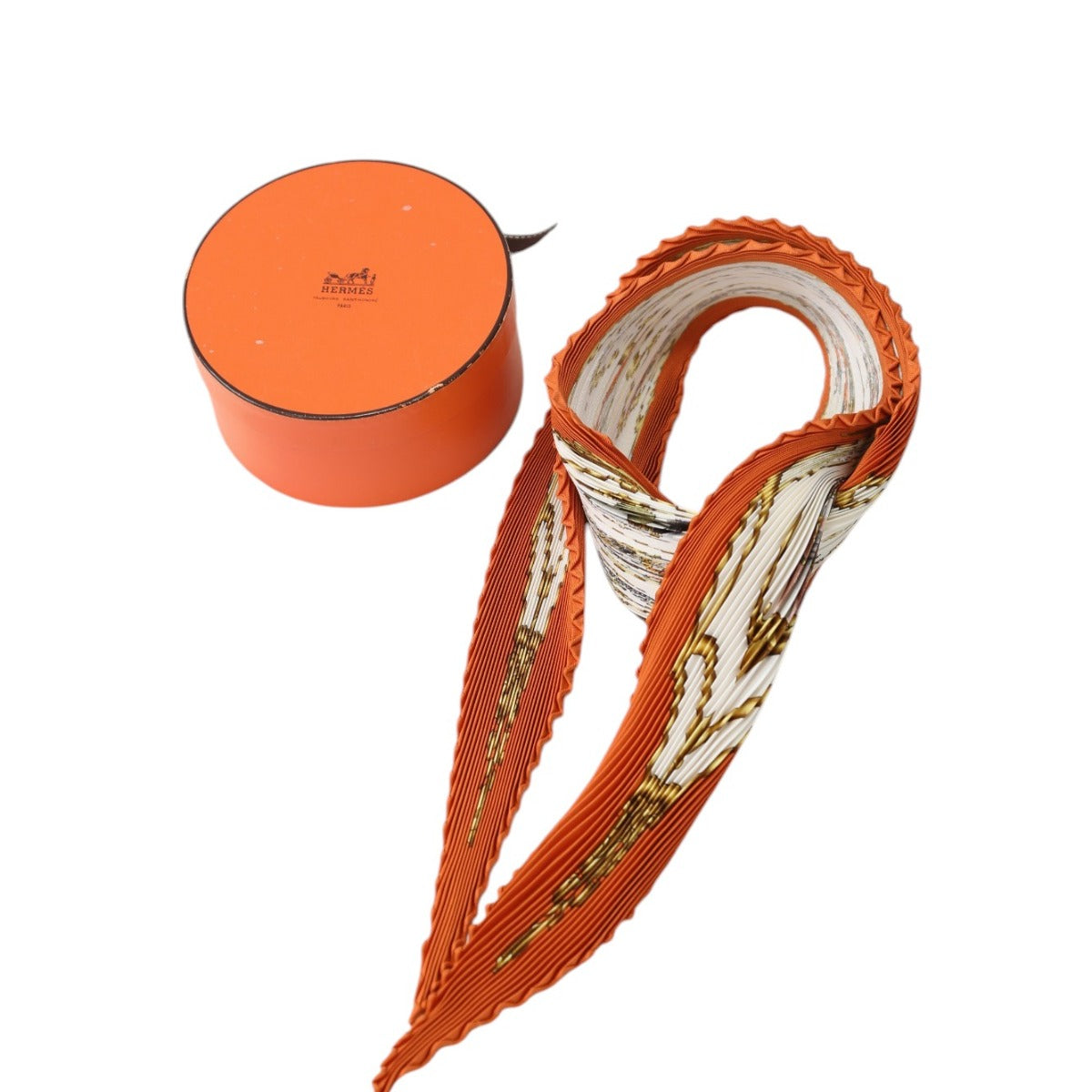 HERMES scarf silk Orange Mughal horse LES CHEVAUX DES MOGHOLS