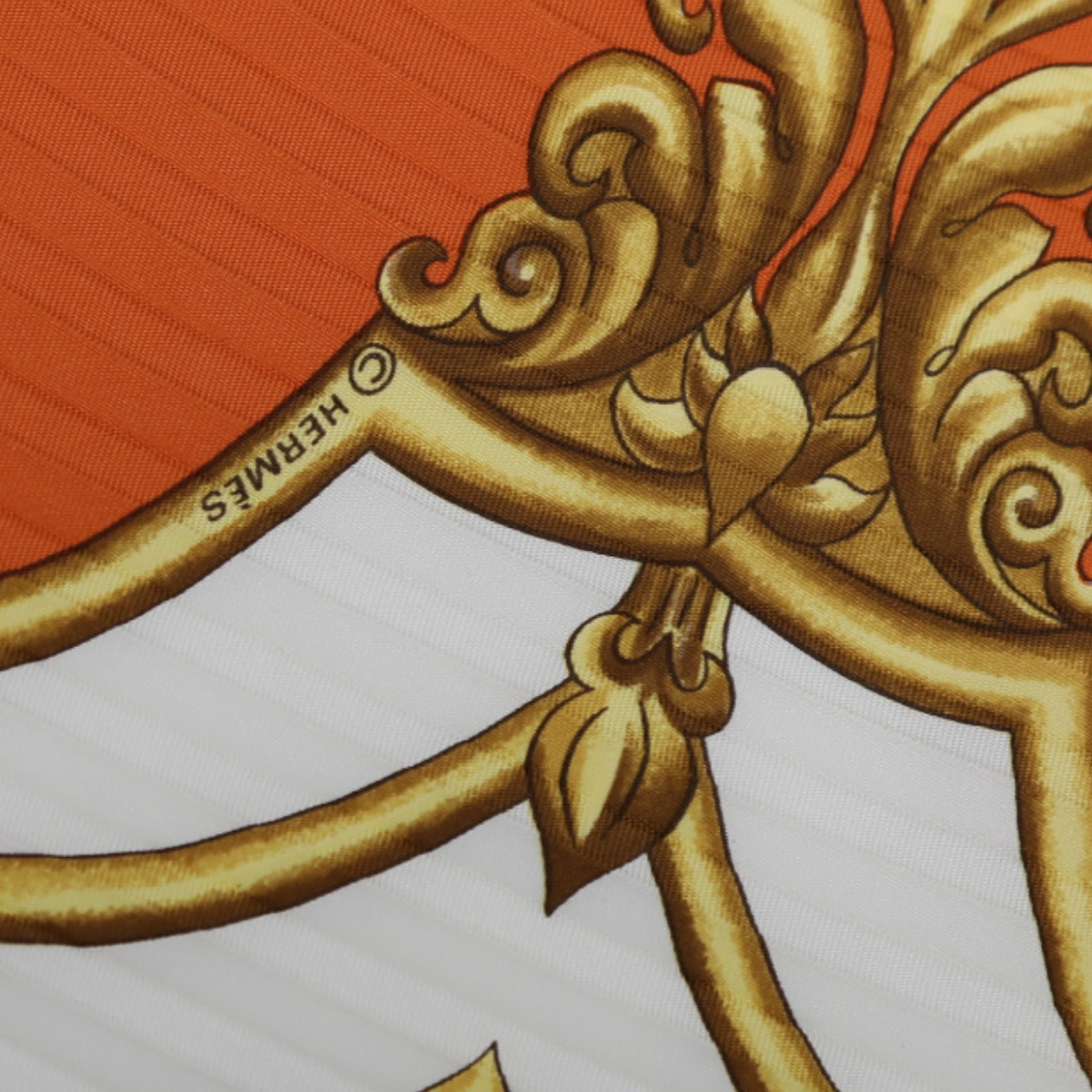 HERMES scarf silk Orange Mughal horse LES CHEVAUX DES MOGHOLS