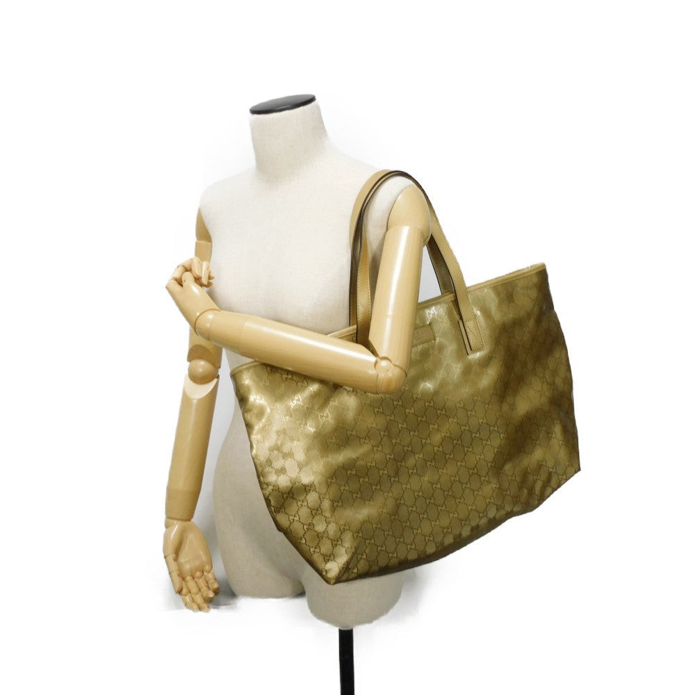 GUCCI Tote Bag 211120 GG Imprime Canvas (PVC coating) Metallic gold Logo embossing GG Imprime Large Tote