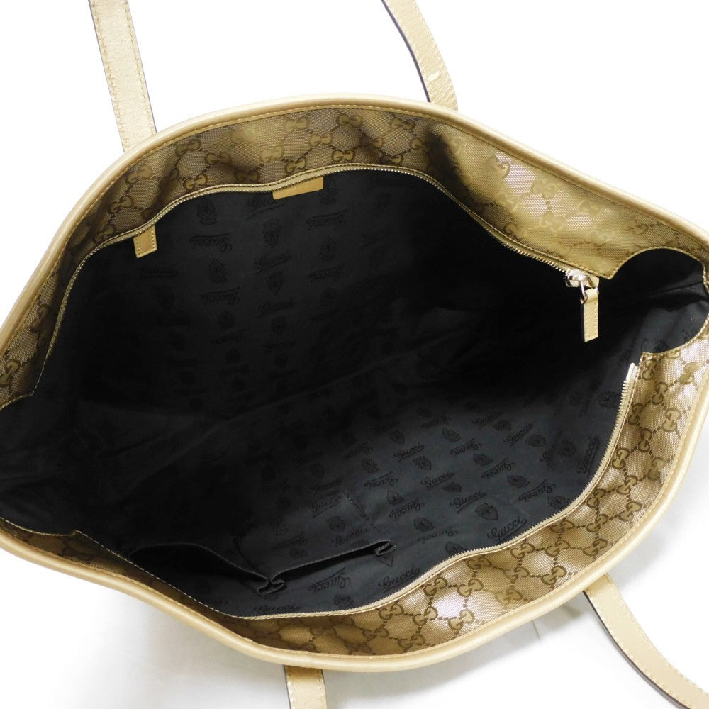 GUCCI Tote Bag 211120 GG Imprime Canvas (PVC coating) Metallic gold Logo embossing GG Imprime Large Tote