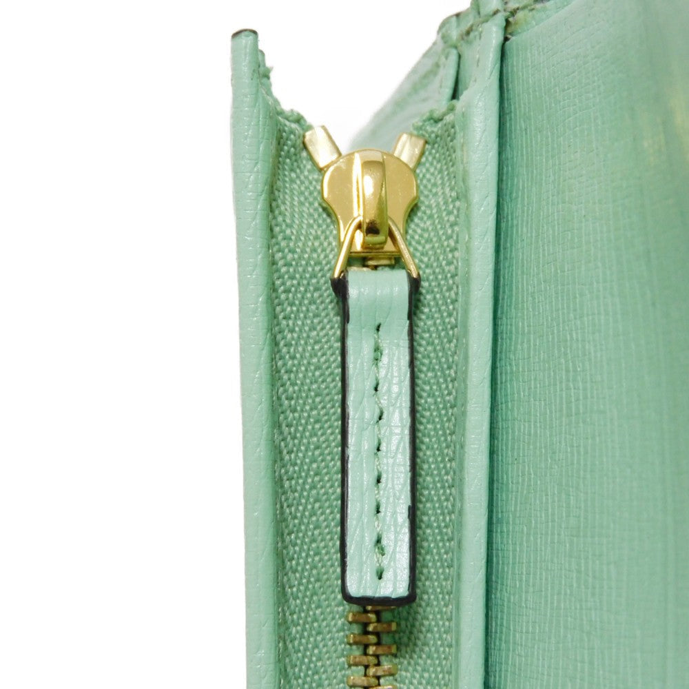 GUCCI Bifold Wallet 701009 U22AG 3067 Textured leather Mint green logo Bananya Compact Wallet