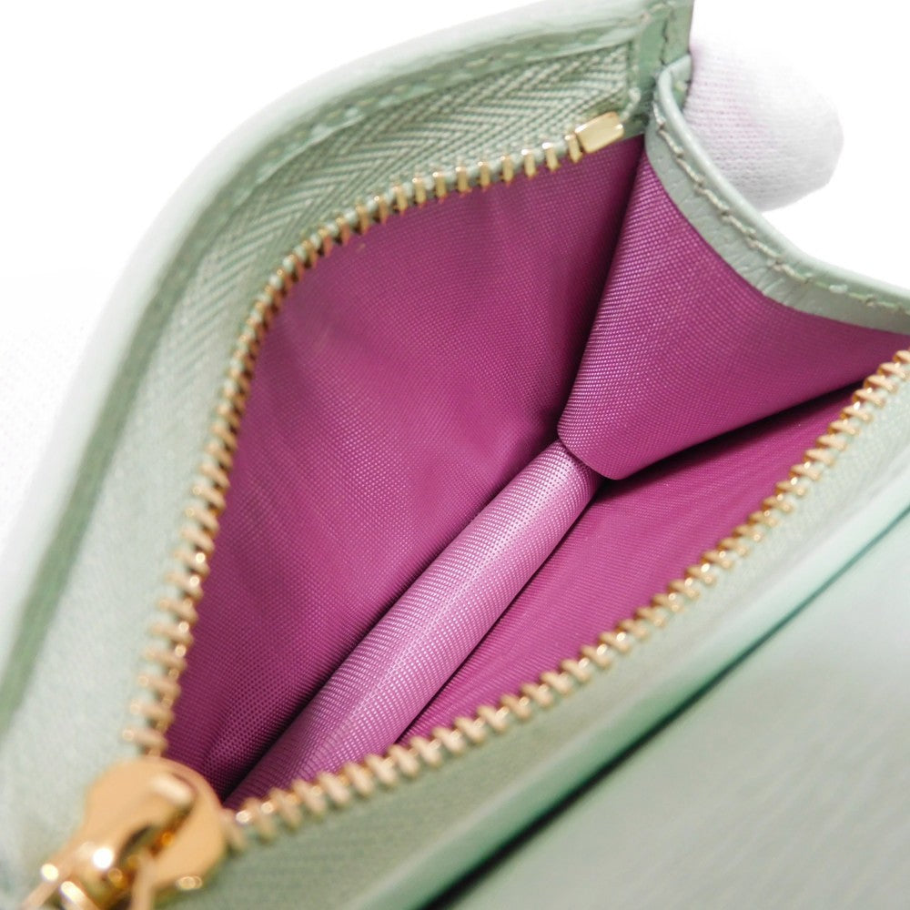 GUCCI Bifold Wallet 701009 U22AG 3067 Textured leather Mint green logo Bananya Compact Wallet
