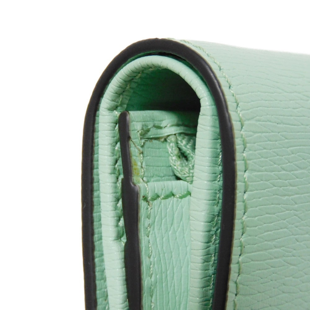 GUCCI Bifold Wallet 701009 U22AG 3067 Textured leather Mint green logo Bananya Compact Wallet