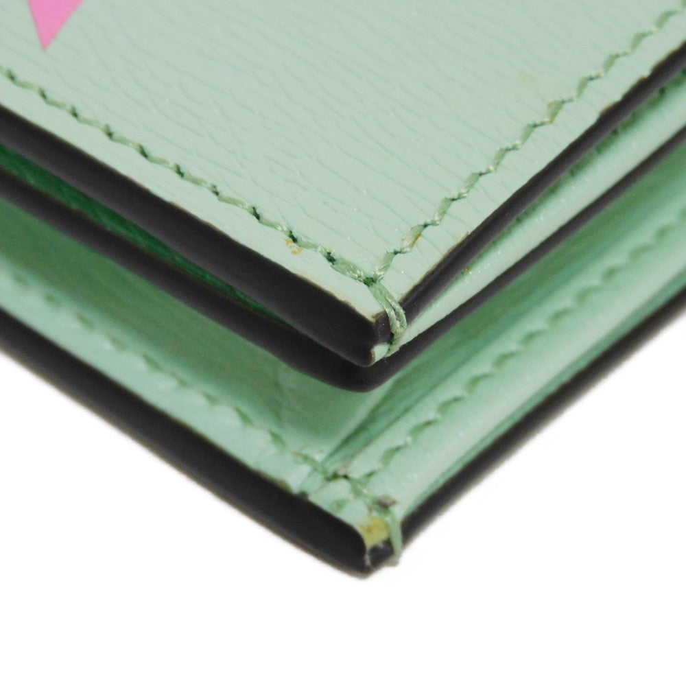 GUCCI Bifold Wallet 701009 U22AG 3067 Textured leather Mint green logo Bananya Compact Wallet