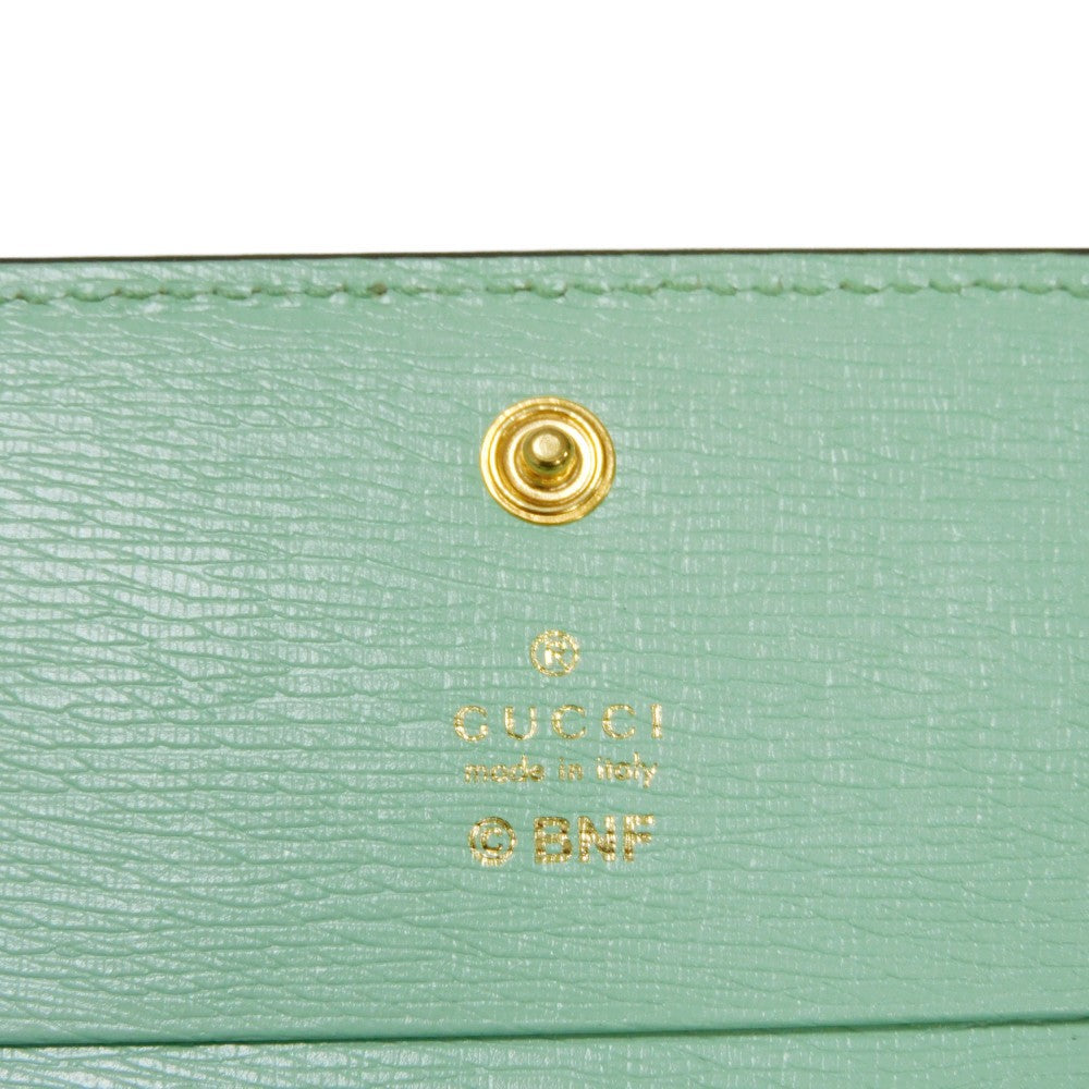 GUCCI Bifold Wallet 701009 U22AG 3067 Textured leather Mint green logo Bananya Compact Wallet