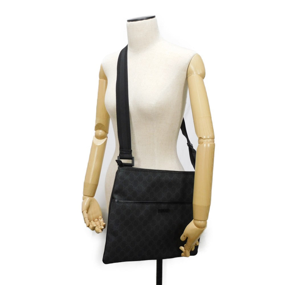 GUCCI Shoulder Bag 162904 GG Plus Canvas (PVC-coated) x Calfskin Leather black GG plus Medium messenger bag