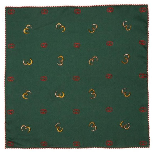 Gucci GG Horseshoe Print Pocket Square in Green