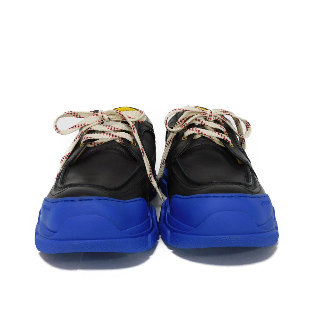 GUCCI sneakers 576048 1DZ10 1075 Calf leather x rubber Black x blue 10 Web Logo Dad Calfskin Black Blue Low Cut 11.4" Interlocking G Boatwreck mens 10 Used