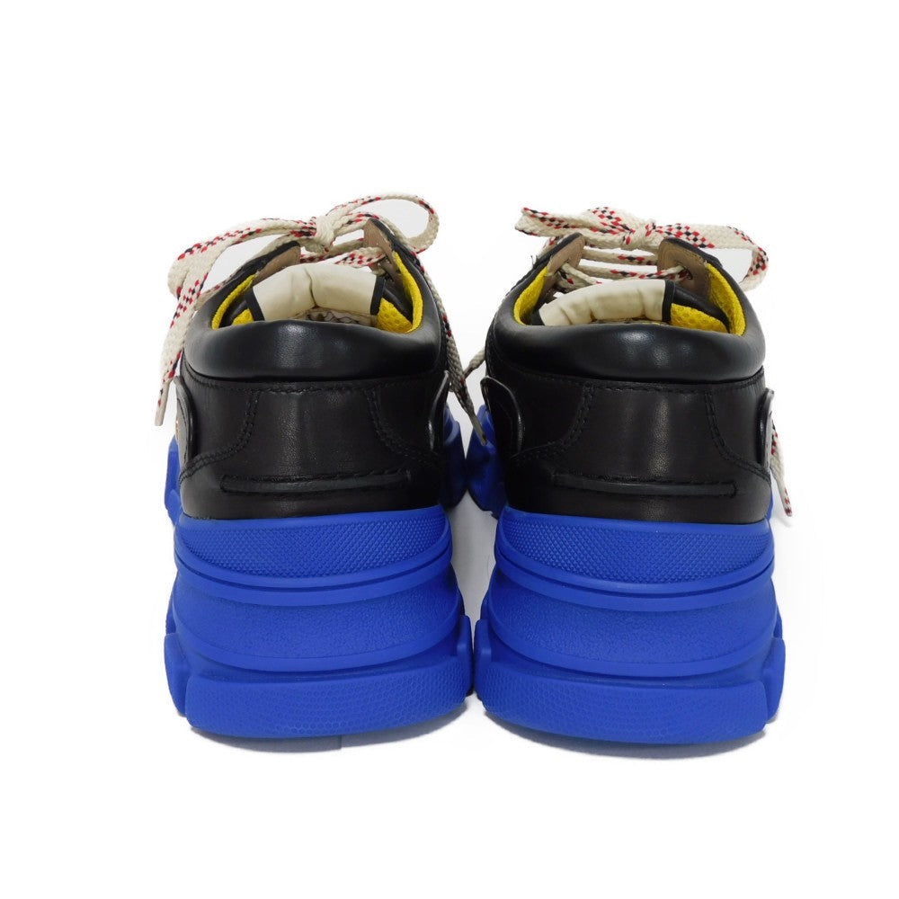 GUCCI sneakers 576048 1DZ10 1075 Calf leather x rubber Black x blue 10 Web Logo Dad Calfskin Black Blue Low Cut 11.4" Interlocking G Boatwreck mens 10 Used