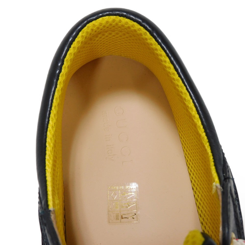 GUCCI sneakers 576048 1DZ10 1075 Calf leather x rubber Black x blue 10 Web Logo Dad Calfskin Black Blue Low Cut 11.4" Interlocking G Boatwreck mens 10 Used