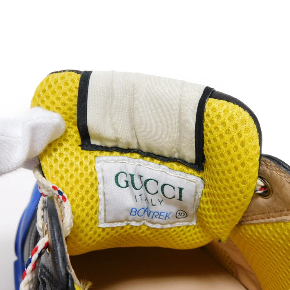 GUCCI sneakers 576048 1DZ10 1075 Calf leather x rubber Black x blue 10 Web Logo Dad Calfskin Black Blue Low Cut 11.4" Interlocking G Boatwreck mens 10 Used