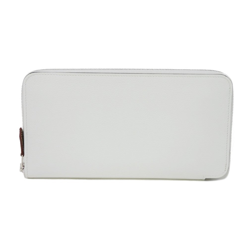 HERMES Long Wallet Purse Evercolor , Barenia New White Zip Around Giampaolopani Wild Azap Long Silk Inn Women Used