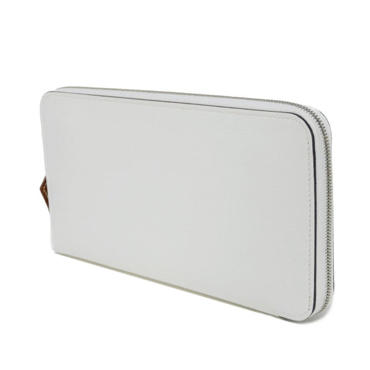 HERMES Long Wallet Purse Evercolor , Barenia New White Zip Around Giampaolopani Wild Azap Long Silk Inn Women Used