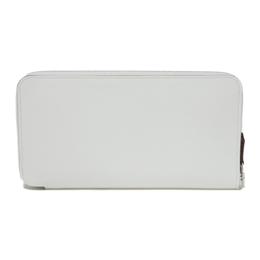 HERMES Long Wallet Purse Evercolor , Barenia New White Zip Around Giampaolopani Wild Azap Long Silk Inn Women Used