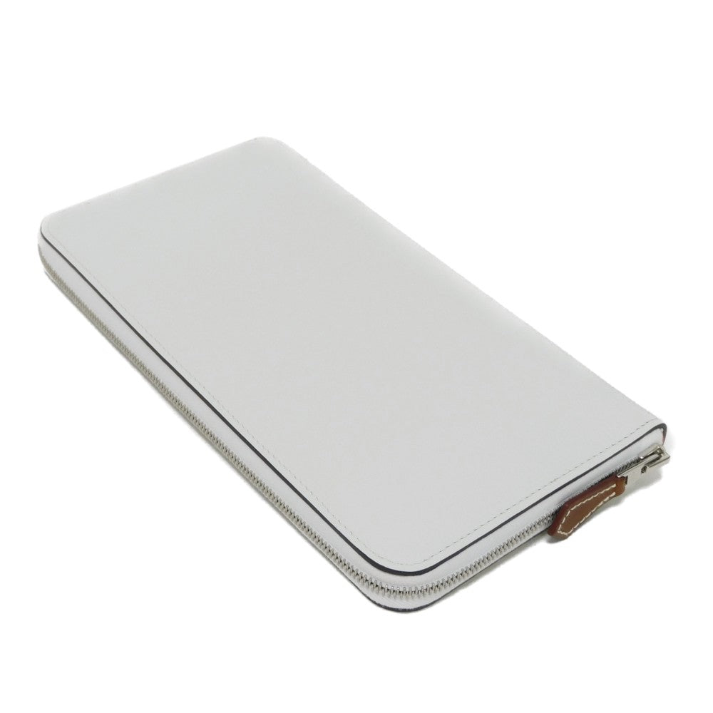HERMES Long Wallet Purse Evercolor , Barenia New White Zip Around Giampaolopani Wild Azap Long Silk Inn Women Used