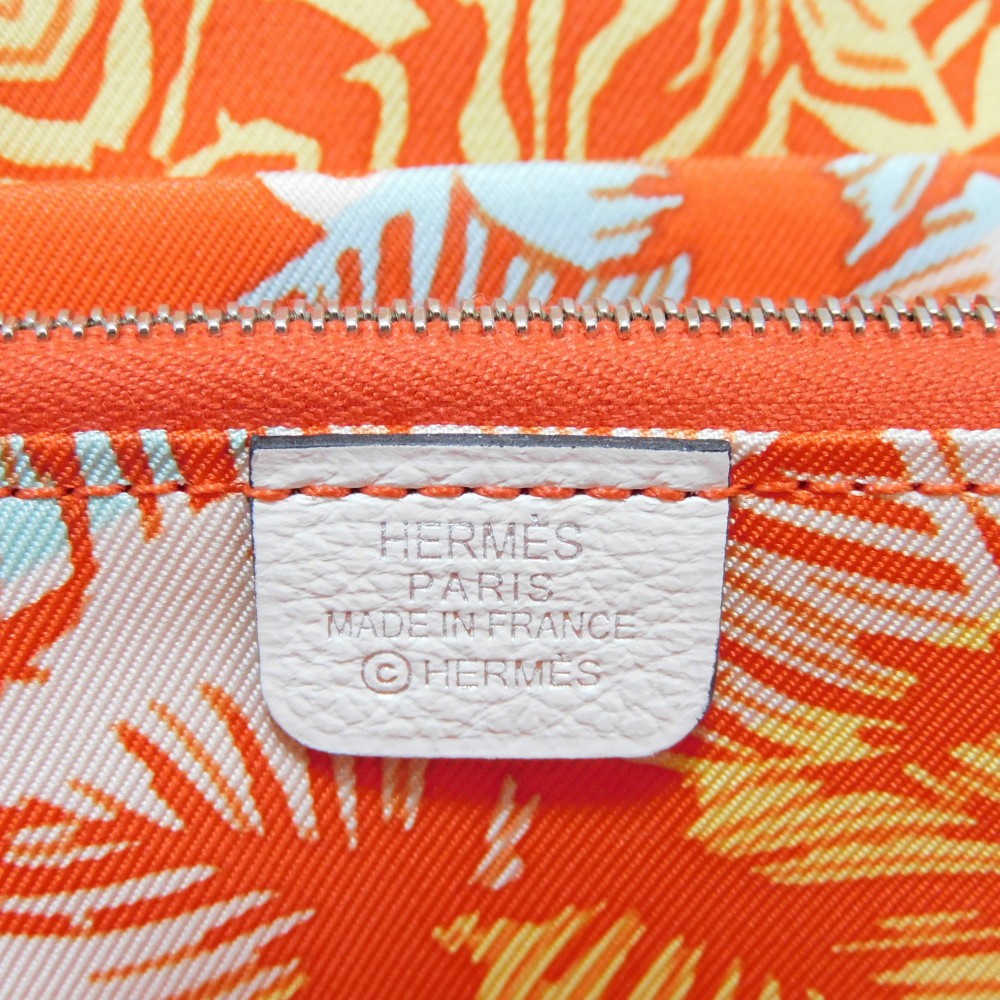 HERMES Long Wallet Purse Evercolor , Barenia New White Zip Around Giampaolopani Wild Azap Long Silk Inn Women Used