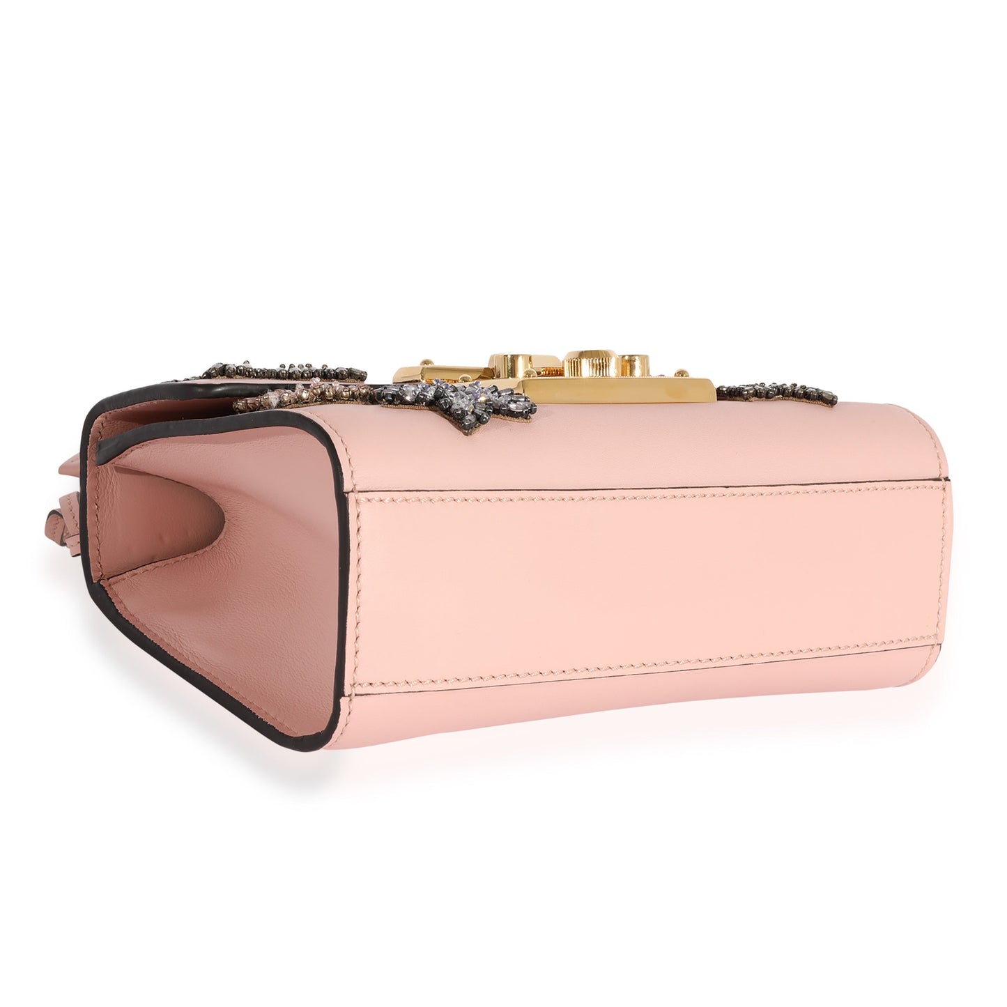 GUCCI Crystal Star Pink Calfskin Small Padlock Bag