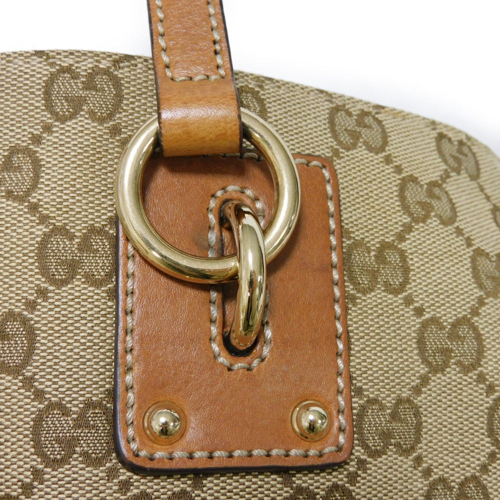GUCCI Tote Bag 247237 GG canvas x calf leather beige Brown Bucket GG canvas Interlocking G tote Women Used