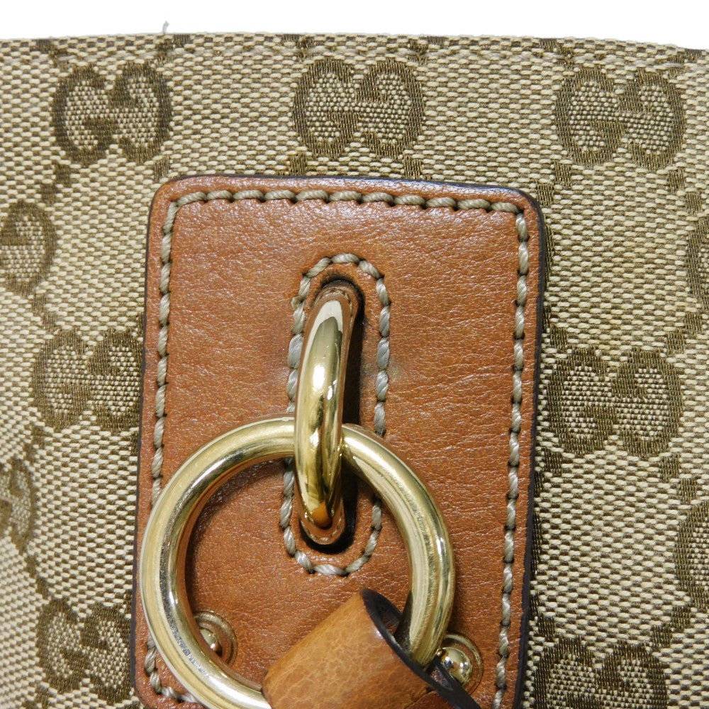 GUCCI Tote Bag 247237 GG canvas x calf leather beige Brown Bucket GG canvas Interlocking G tote Women Used
