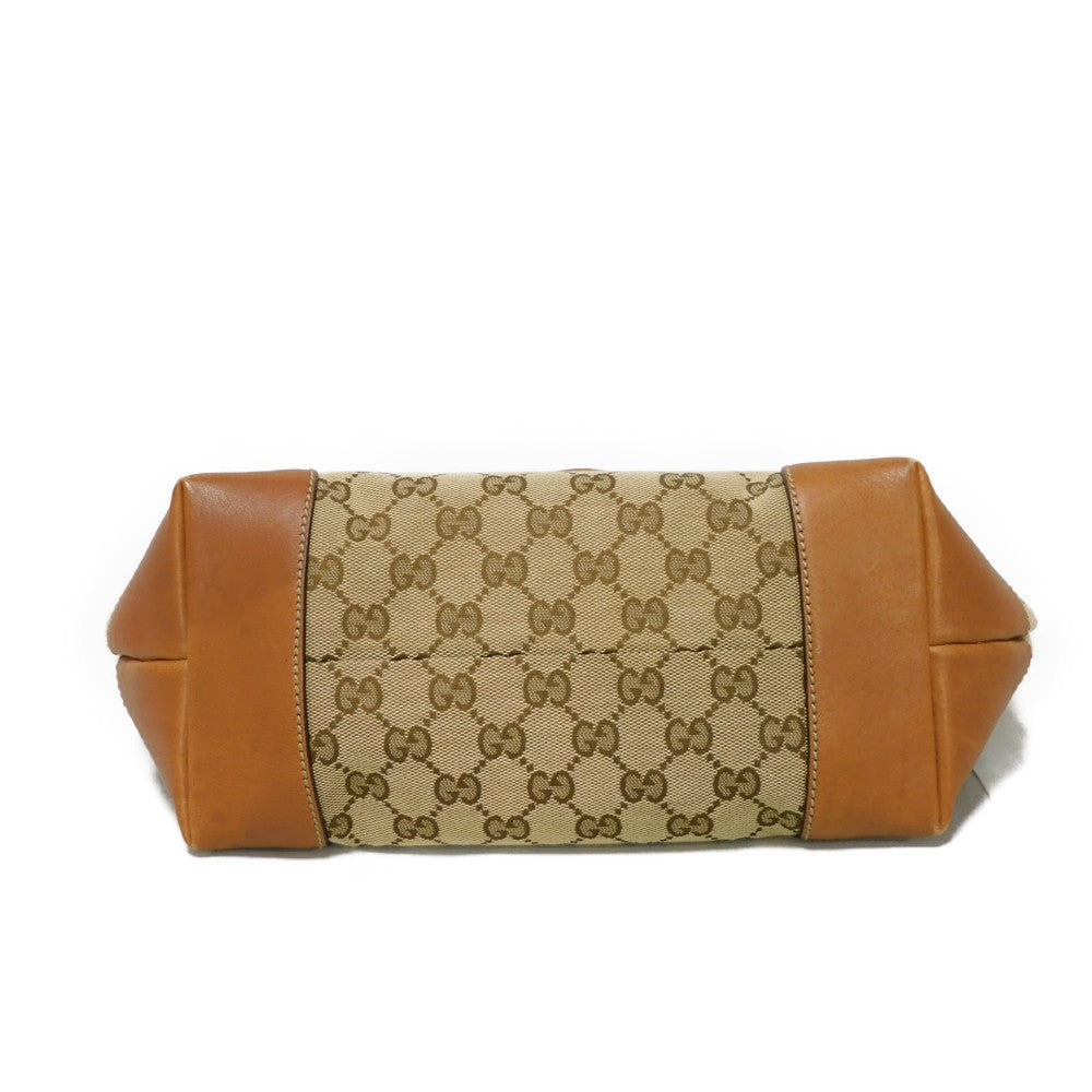 GUCCI Tote Bag 247237 GG canvas x calf leather beige Brown Bucket GG canvas Interlocking G tote Women Used