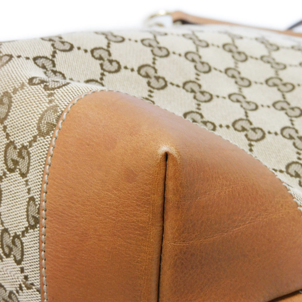 GUCCI Tote Bag 247237 GG canvas x calf leather beige Brown Bucket GG canvas Interlocking G tote Women Used