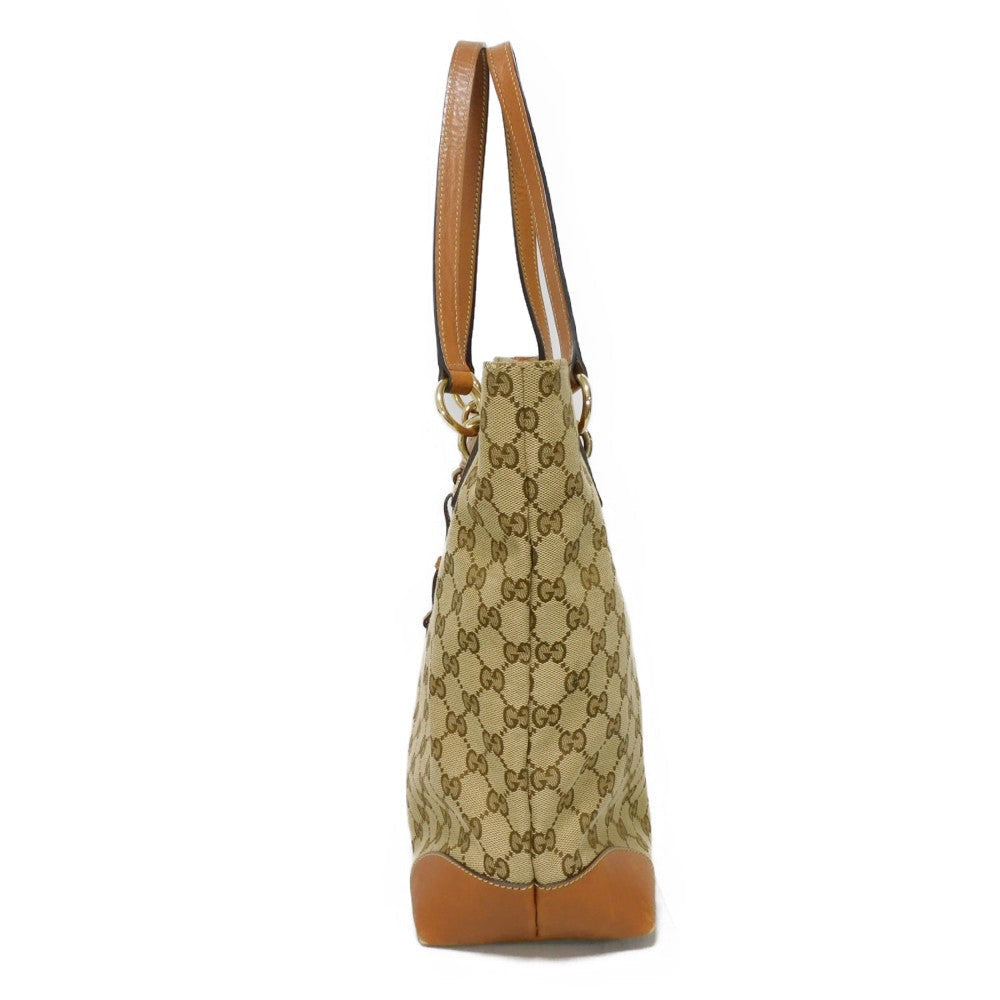 GUCCI Tote Bag 247237 GG canvas x calf leather beige Brown Bucket GG canvas Interlocking G tote Women Used