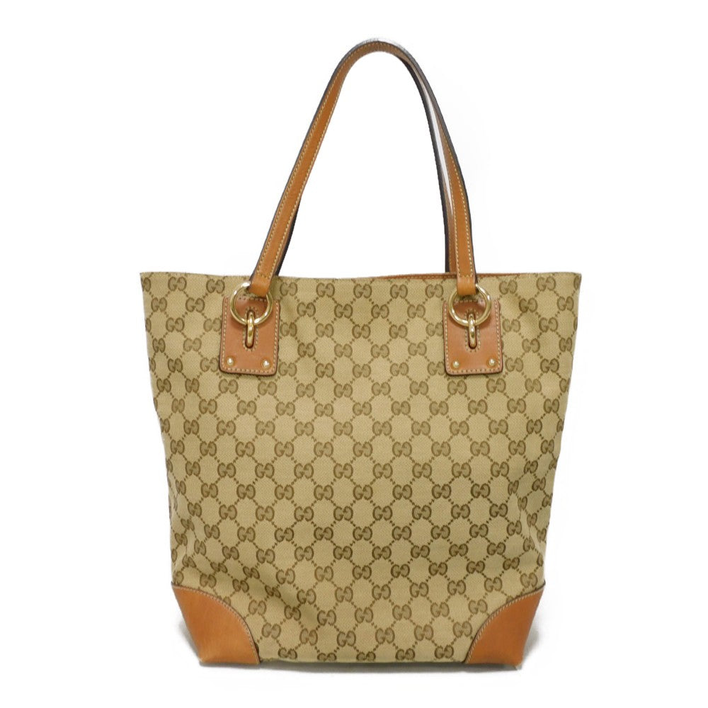 GUCCI Tote Bag 247237 GG canvas x calf leather beige Brown Bucket GG canvas Interlocking G tote Women Used