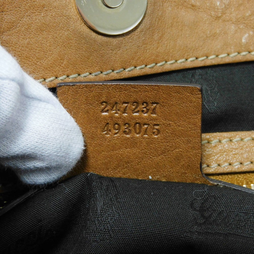GUCCI Tote Bag 247237 GG canvas x calf leather beige Brown Bucket GG canvas Interlocking G tote Women Used