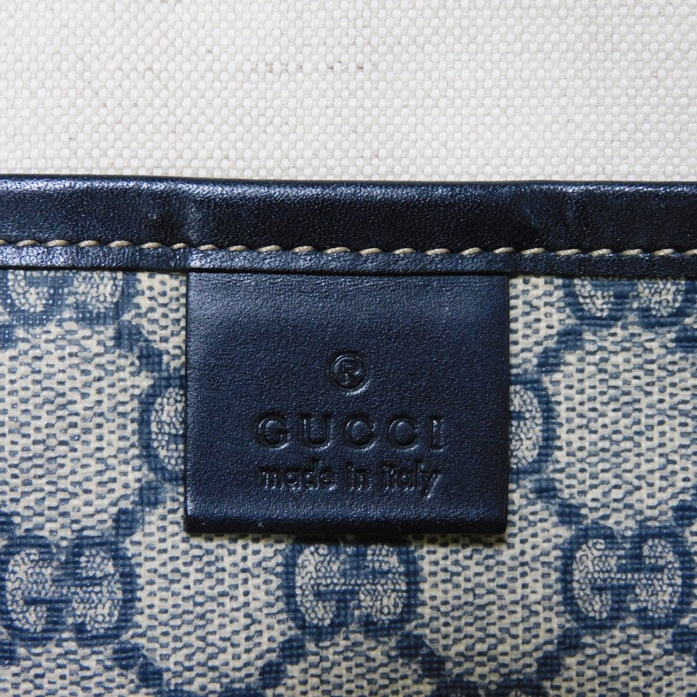 GUCCI Tote Bag 211134 GG Plus Canvas (PVC-coated) x Calfskin Leather Navy x black GG Supreme PVC Web Stripe Double G Navy Black GG plus Sherry Line Tote Women(Unisex) Used