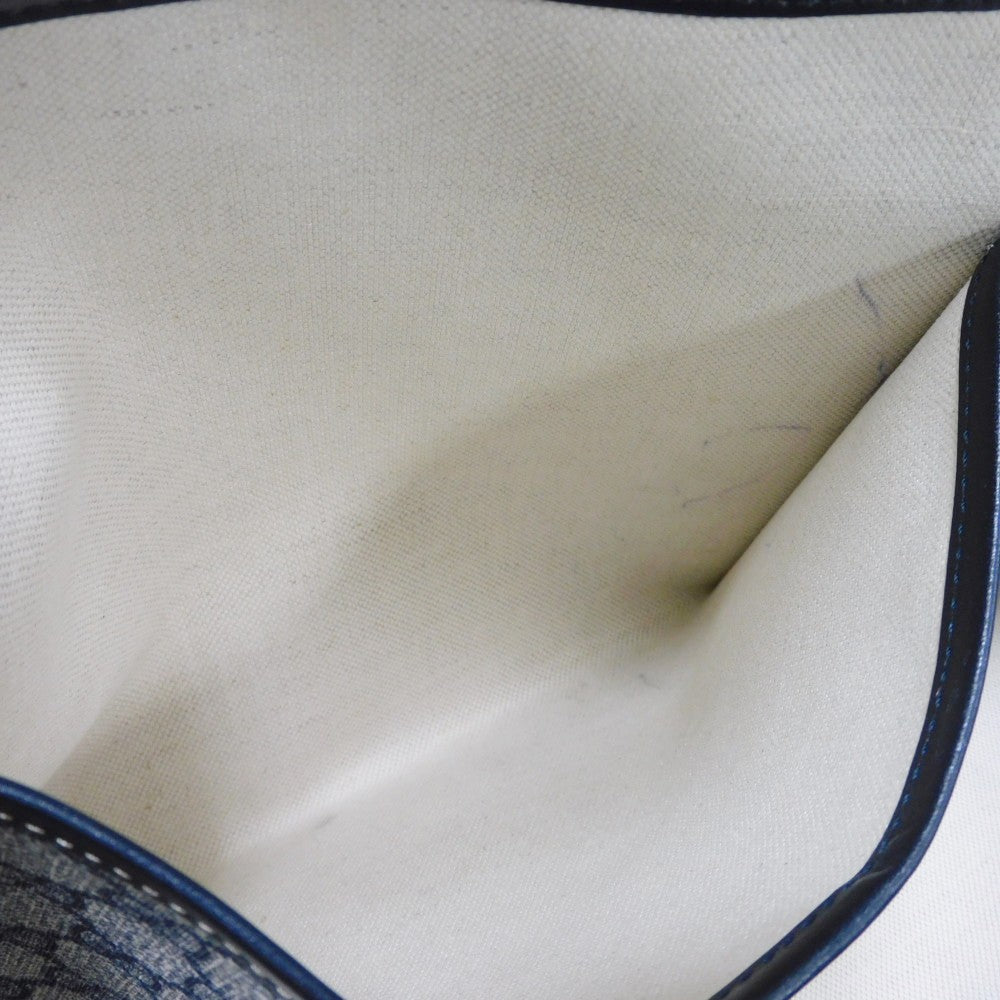 GUCCI Tote Bag 211134 GG Plus Canvas (PVC-coated) x Calfskin Leather Navy x black GG Supreme PVC Web Stripe Double G Navy Black GG plus Sherry Line Tote Women(Unisex) Used