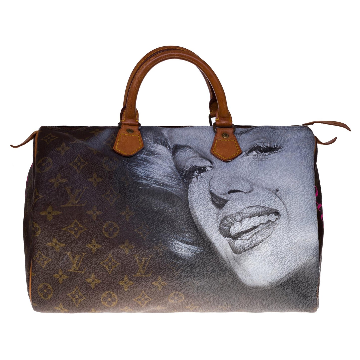 LOUIS VUITTON Customized Speedy 35 "Marilyn Monroe" handbag in Monogram canvas